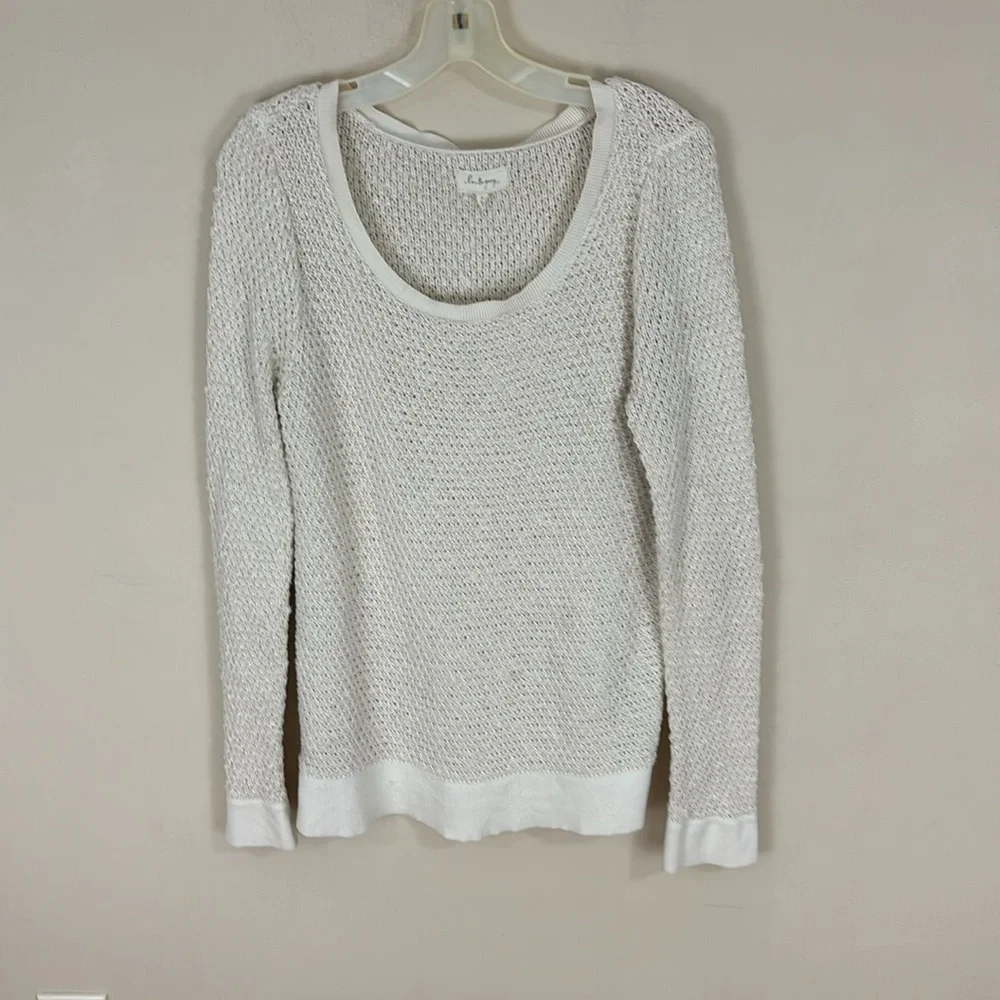 Lou & Grey Cream Cotton Blend Knit Sweater Size Large